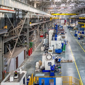 An inside view of a large manufacturing plant