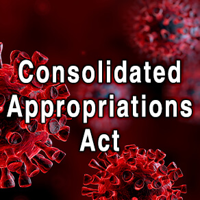 Consolidated Appropriations Act caption with COVID-19 molecule background
