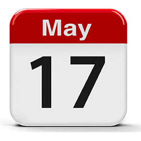 Calendar stating it is May 17th