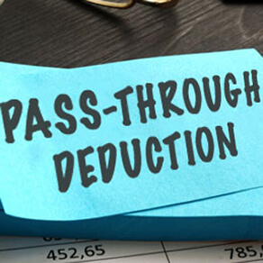 Blue paper with the words "Pass-through deduction" written on it