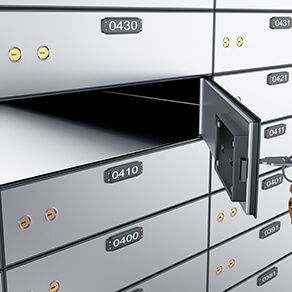Picture of Safe Deposit Boxes with one openes