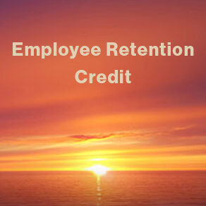 Sunset over beach with the words "Employee Retention Credit"