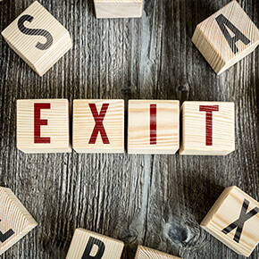 Wooden Blocks with the text: Exit