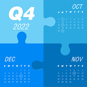 Puzzle piece calendar of the Q4 calendar 2022