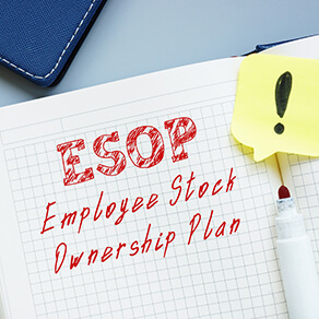 Employee Stock Ownership Plan ESOP inscription on the piece of paper.