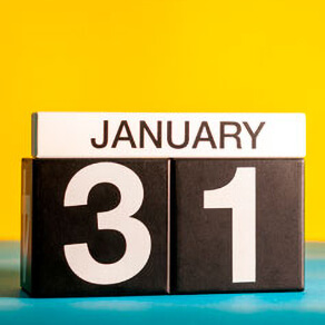 Calendar blocks showing the date of January 31st