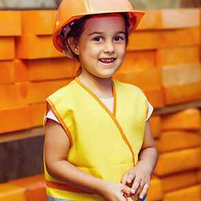 Child dressed as a construction worker