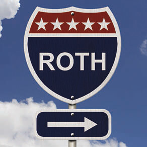 Road sign with word “ROTH” and an arrow pointing right