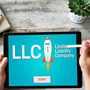 LLC Limited Liability Company. Business strategy and technology concept.