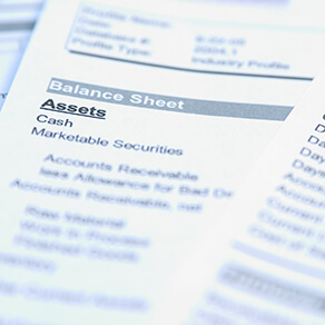 Financial documents with focus on a word 