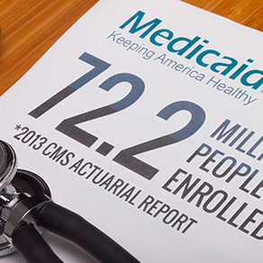 Medicaid Health Care Coverage with Stethoscope