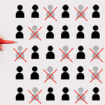 30 human pawn figures - 9 black without hats, 11 black with hats and 10 gray with red X's