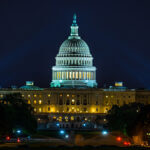 US Capital Washington DC illuminated in Blue
