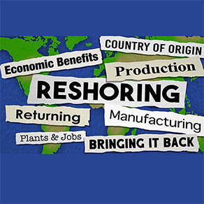 Manufacturing News Headlines 3d Illustration of Newspaper clippings over map of the country