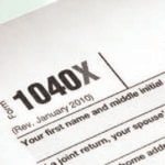 Close up of tax form 1040X