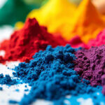 Close up of powered dye in various colors